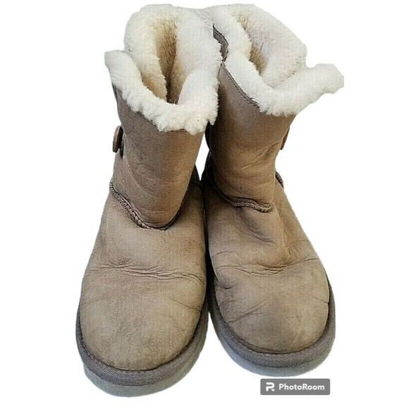 UGG Australia Brown Leather Boots Size 6 Shearling Lining EU 36 Comfort Cushion - Picture 3 of 9